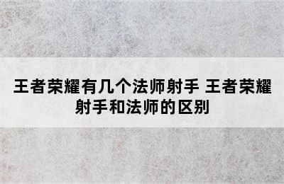 王者荣耀有几个法师射手 王者荣耀射手和法师的区别